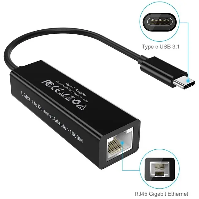 Перехідник USB 3.1 Type-C --> Ethernet RJ45 1000Mb 0,15 м, Choetech чорний - фото 5