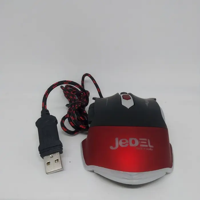 Игровая проводная мышь USB JEDEL GM740 с подсветкой 3200dpi мышка Чёрная с красным - фото 3