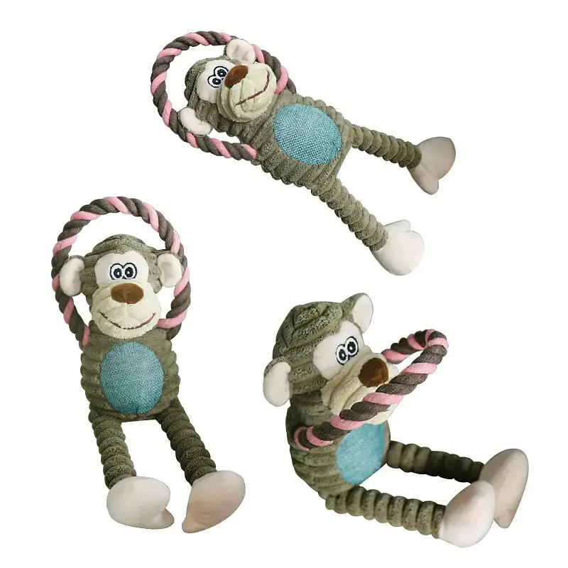 Плюшева іграшка для собак Shape Squeaky Dog Plush Toy - Green Monkey - фото 4