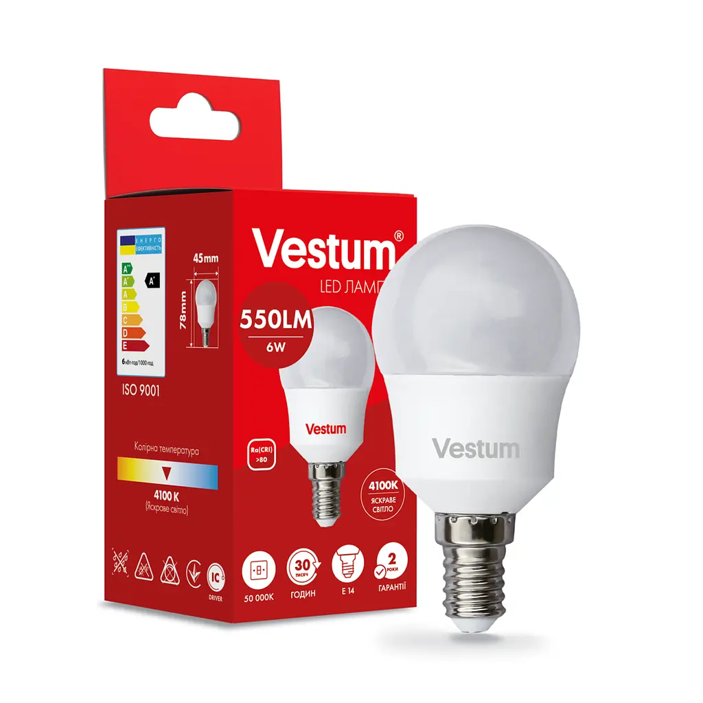 Светодиодная лампа Vestum G45 6W 4100K 220V E14 1-VS-1203 - фото 3