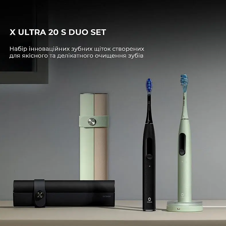 Электрическая зубная щетка Oclean X Ultra 20 S Duo Set Green+Black - фото 2