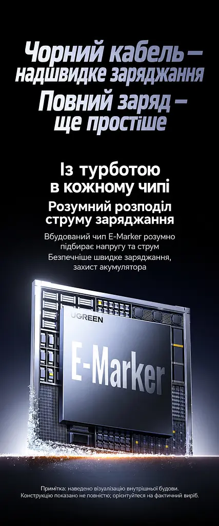 Кабель UGREEN L315 USB-C - USB-C USB4 40 Гбіт/с PD 240 Вт 0,12 м чорний (75176) - фото 14