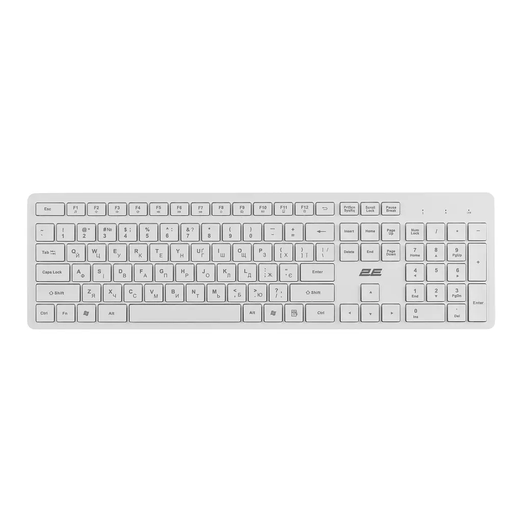 Клавіатура мембранна KS260 106key, WL, EN/UK, білий 2E teh0013865 - фото 2