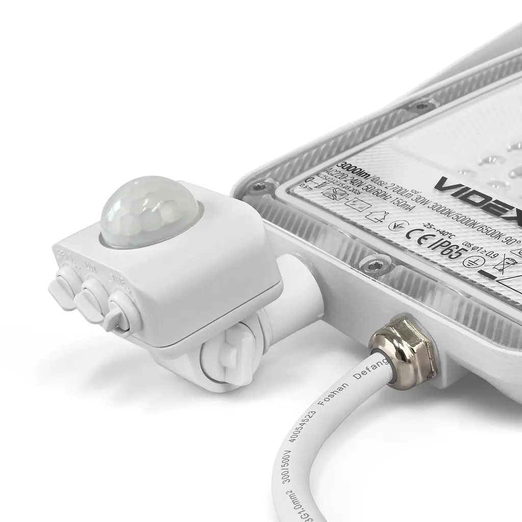 LED прожектор Videx F5 30 Вт 3000-5000-6500 K з датчиком руху 230 В білий (VL-F5-030CW-S) - фото 8