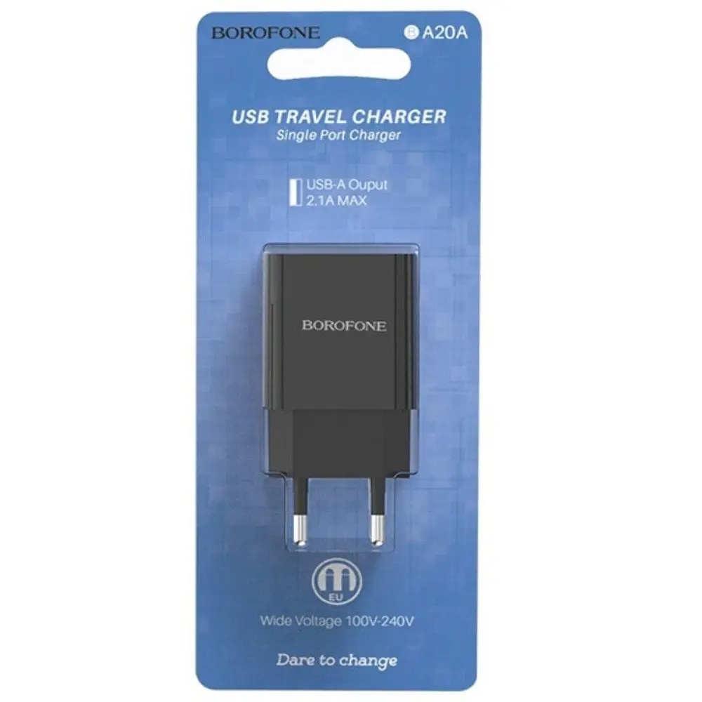 Зарядний пристрій Borofone BA20A USB чорний - фото 3