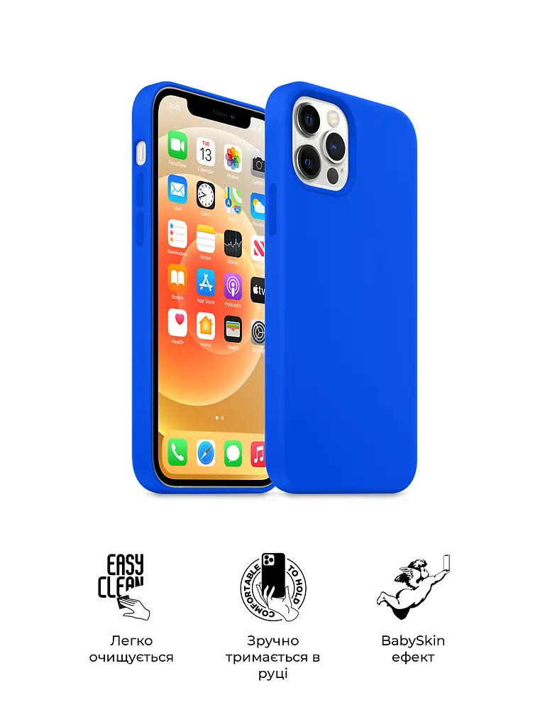 Силиконовый чехол для Apple iPhone 12 Pro/12, ICON2 Case, синий, противоударный, панель, защита всего корпуса, матовая поверхность Soft Touch, выступает над дисплеем, совместим с защитными стеклами и пленками, с микрофиброй, ArmorStandart (ARM61411) - фото 3