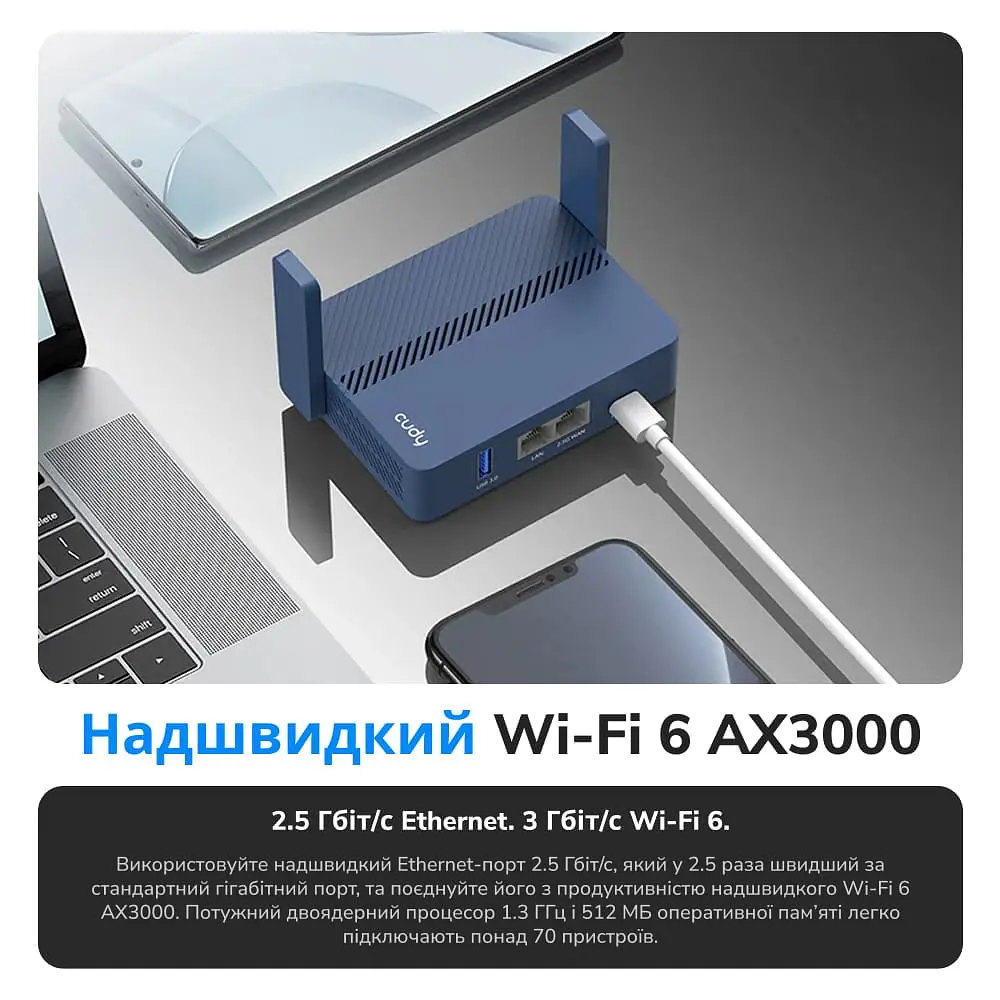 WiFi 6 Mesh-маршрутизатор Cudy TR3000 дводіапазонний гігабітний портативний AX3000 (73-00586) - фото 5