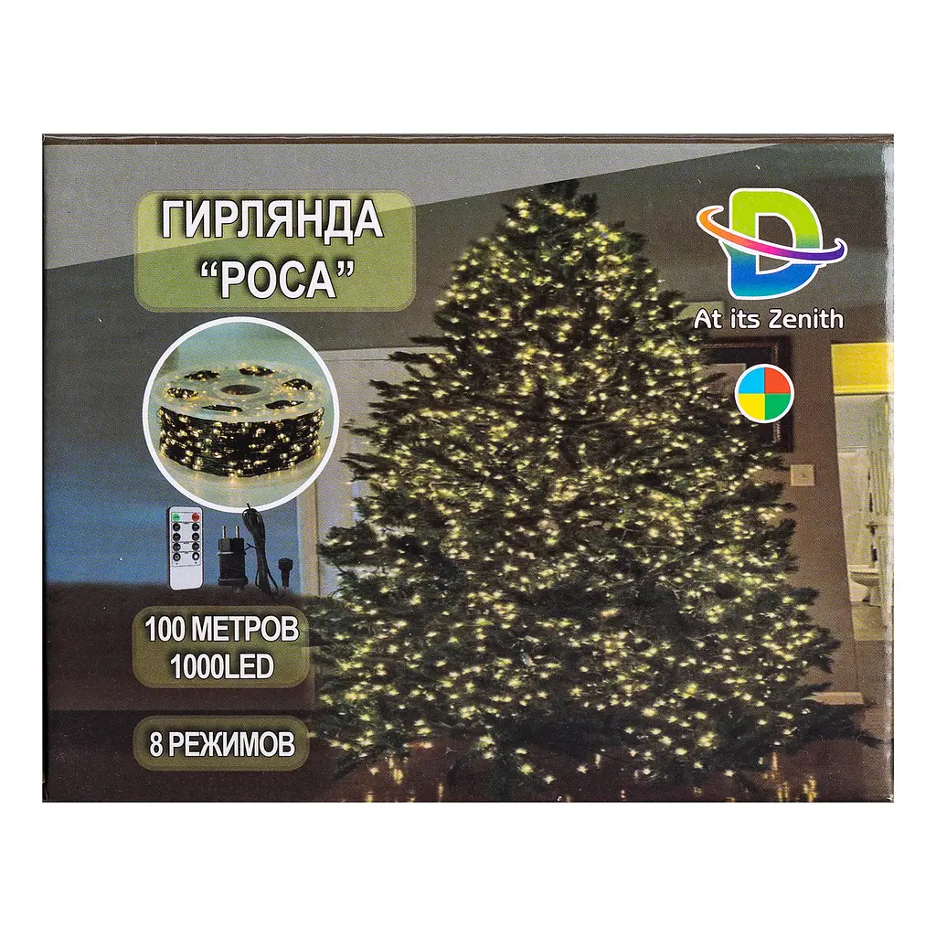 Гірлянда Роса нитка 1000 LED довжина 100 м з пультом від мережі зелена, мультиколор GarlandoPro 1000L100MGML - фото 10