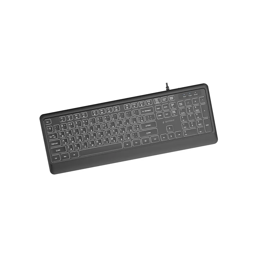 Клавіатура Gembird Slim Multimedia White Backlight USB Black (KB-UML-04-CYRL) - фото 2