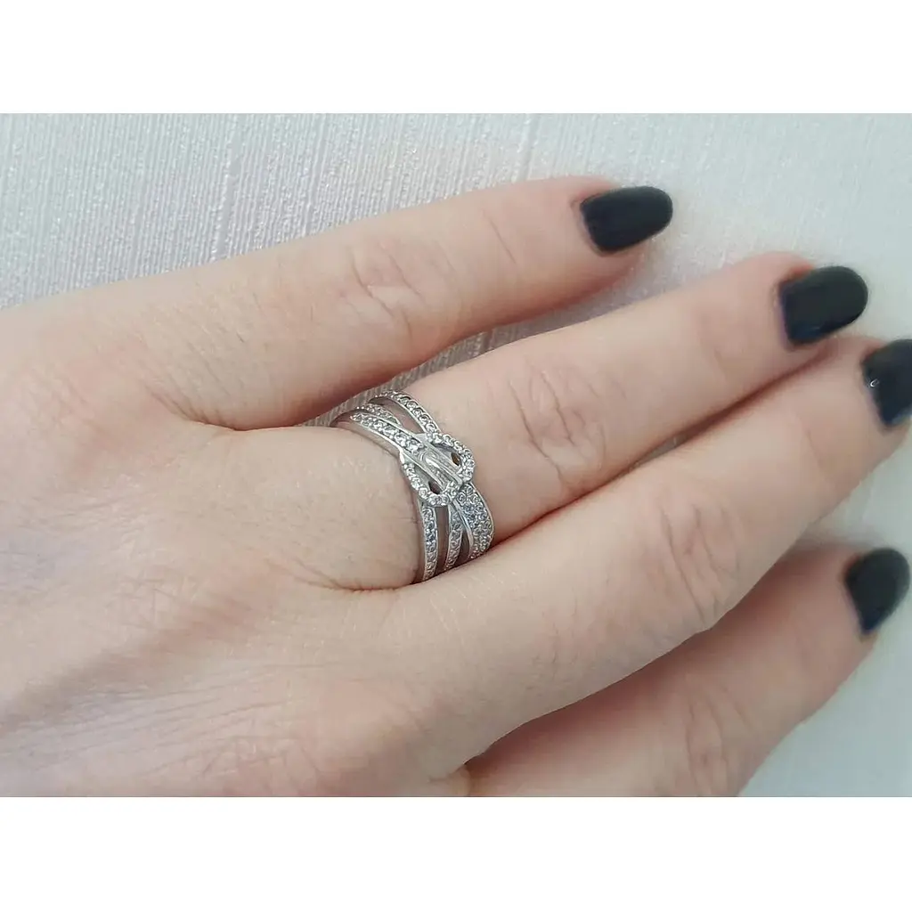 Срібне кільце Агні ІДЕАЛ з фіанітами. 1155/1Р-CZ 17 - фото 3