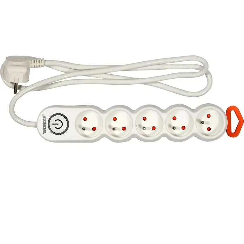 Удлинитель сетевой Sthor 1.5 м 5 гнезд и включатель 3-жильный 1.5 мм² с заземлением белый (72356) - фото 2