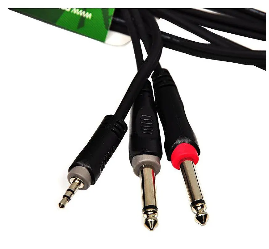 Готовый аудио кабель Mini-Jack 3,5 Stereo — 2xJack 6,3 mono Roxtone SAY-C130-L1 1м - фото 2