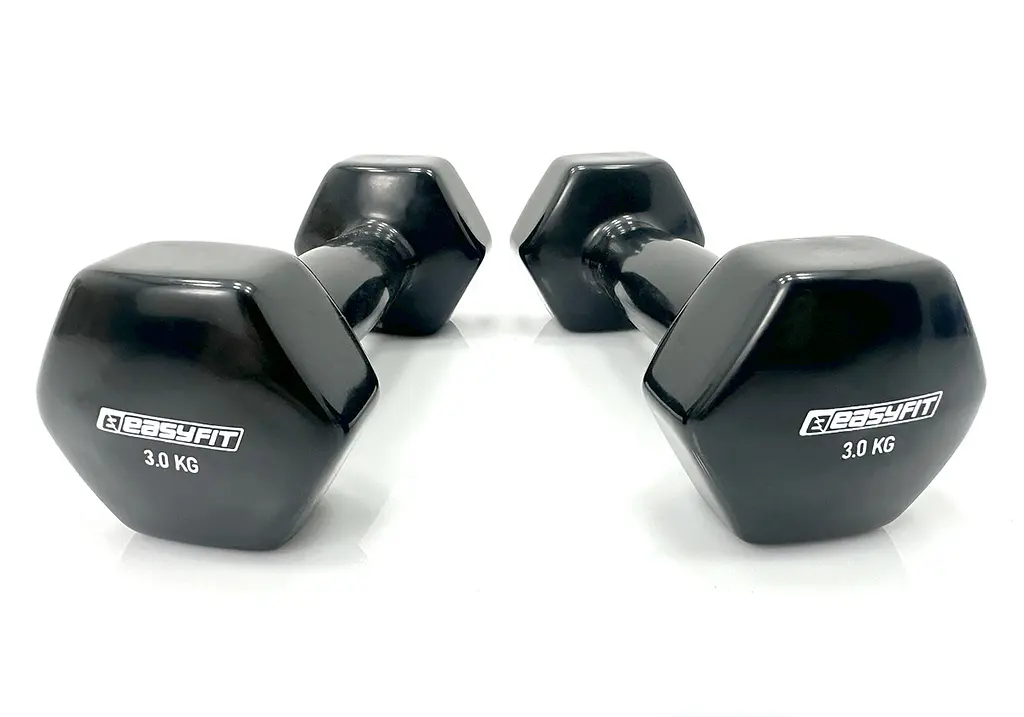Гантель для фитнеса 3.0 кг EasyFit с виниловым покрытием черная - фото 2