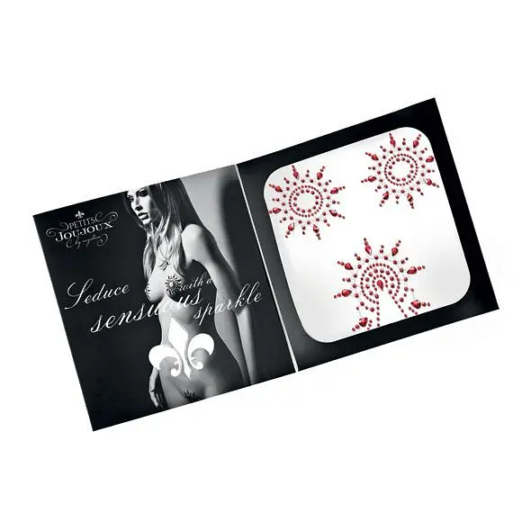 Пестиси Petits Joujoux Gloria set of 3 Red із кристалів, прикраса на груди та вульву (червоний) - фото 3