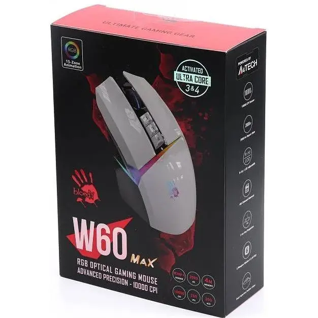 Миша A4Tech Bloody W60 Max (Panda White) [68614] - фото 7