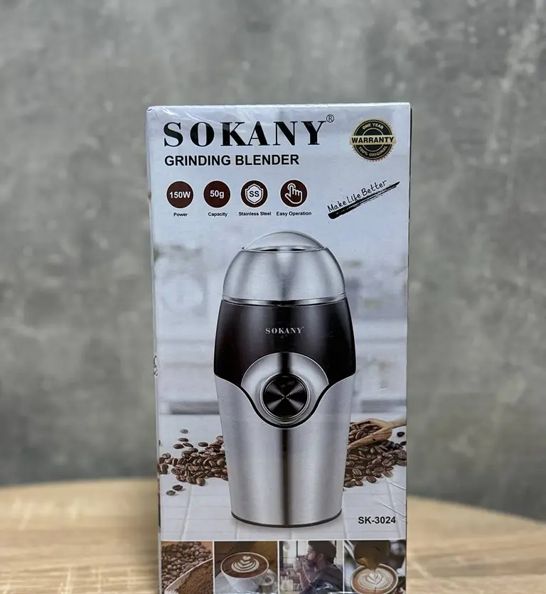 Электрическая ножевая кофемолка измельчитель Sokany SK-3024 ножи из нержавеющей стали 50 г для кофе и специй 150 Вт Серебристый - фото 4