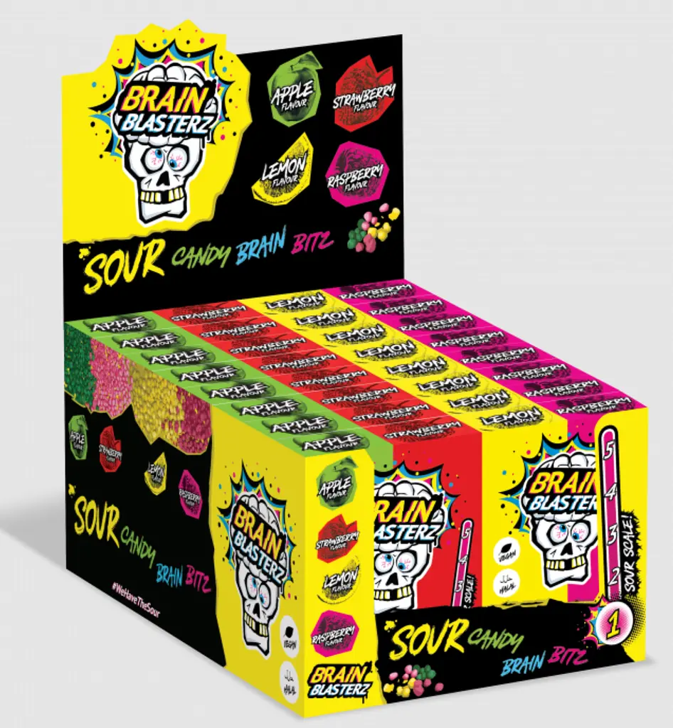 Кислі цукерки-драже Brain Blasterz Sour Candy Bitz Lemon Raspberry 45г - фото 5