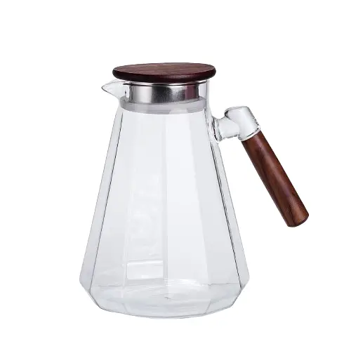 Кувшин для напитков 1.7 л с ручкой и бамбуковой крышкой Прозрачный Yiwu 64486-72 - фото 3