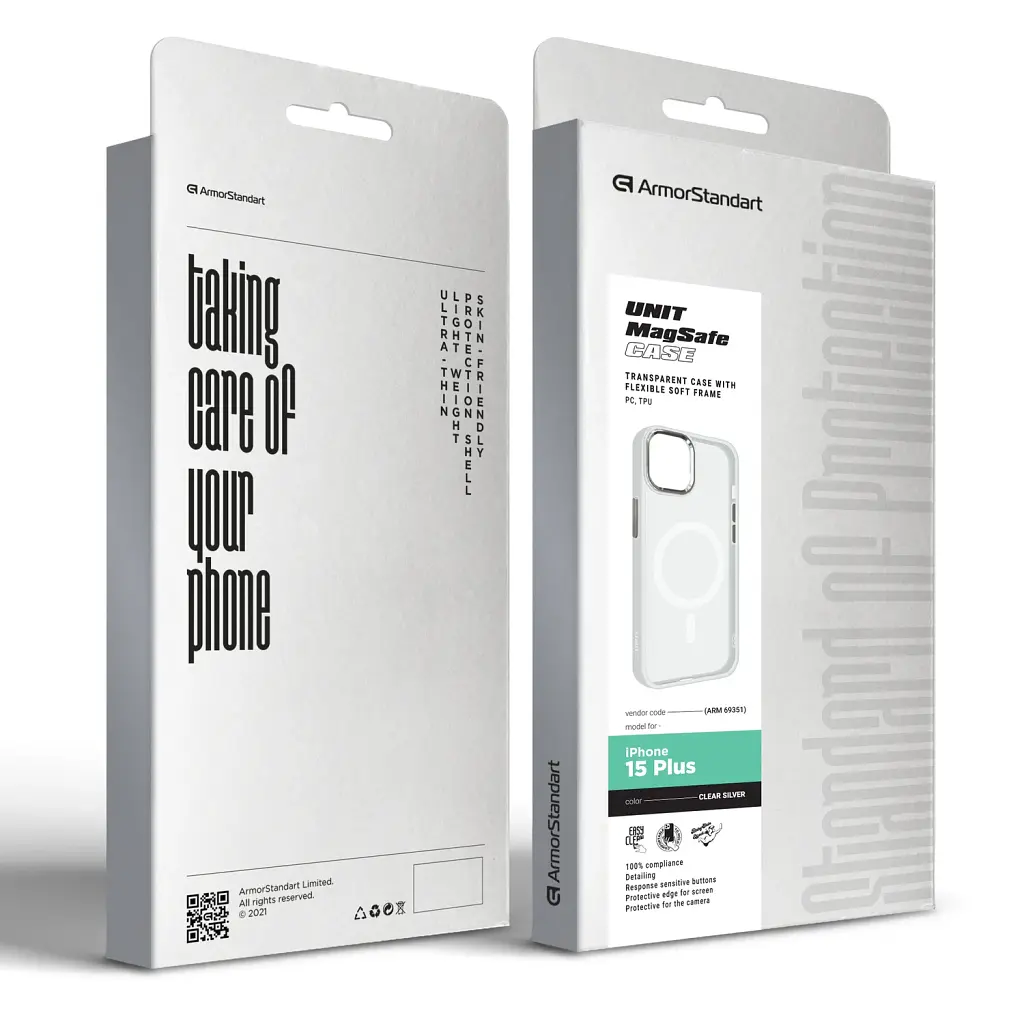 Чехол ArmorStandart Unit MagSafe для Apple iPhone 15 Plus Matte Clear Silver - фото 6