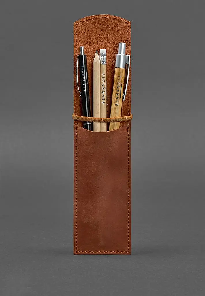 Кожаный чехол для ручек 1.0 светло-коричневый Crazy Horse - фото 3