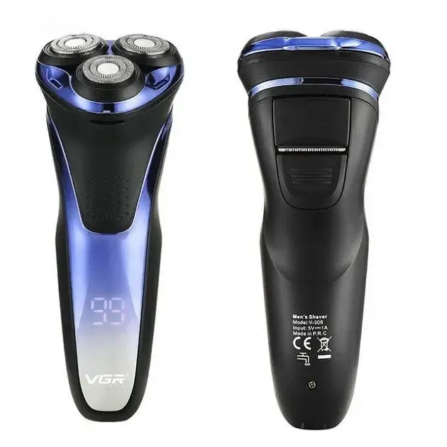 Електробритва акумуляторна VGR V-306 LCD IPX7 роторна з триммером - фото 2