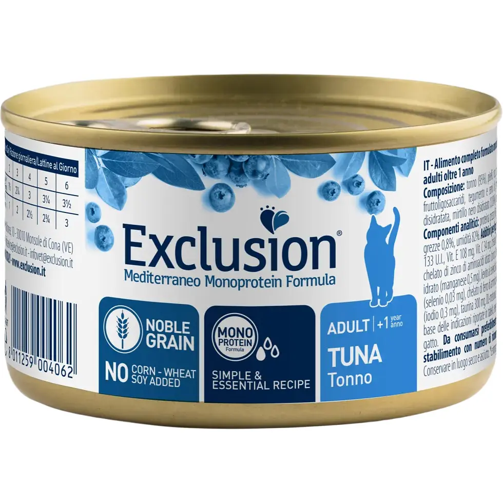 Вологий корм для котів Exclusion Mediterraneo Monoprotein Adult із тунцем 85 г
