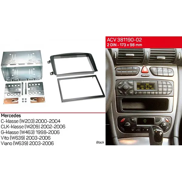 Переходная рамка Mercedes-Benz Vito, Viano, W639, W203, W209, W463 ACV 381190-02 - фото 4