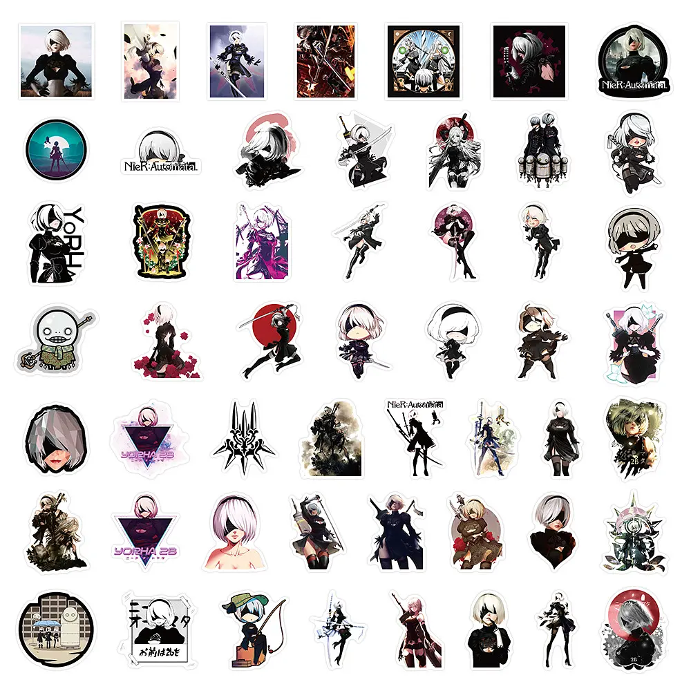 Стікерпак Нір Автомата Набір наклейок GeekLand NieR: Automata 50 штук - фото 2