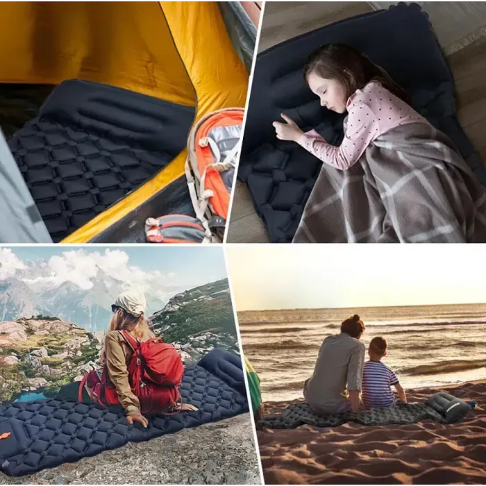 Надувний туристичний матрац 188х58х6 см, Outdoor Sleeping / Похідний каремат із подушкою - фото 6