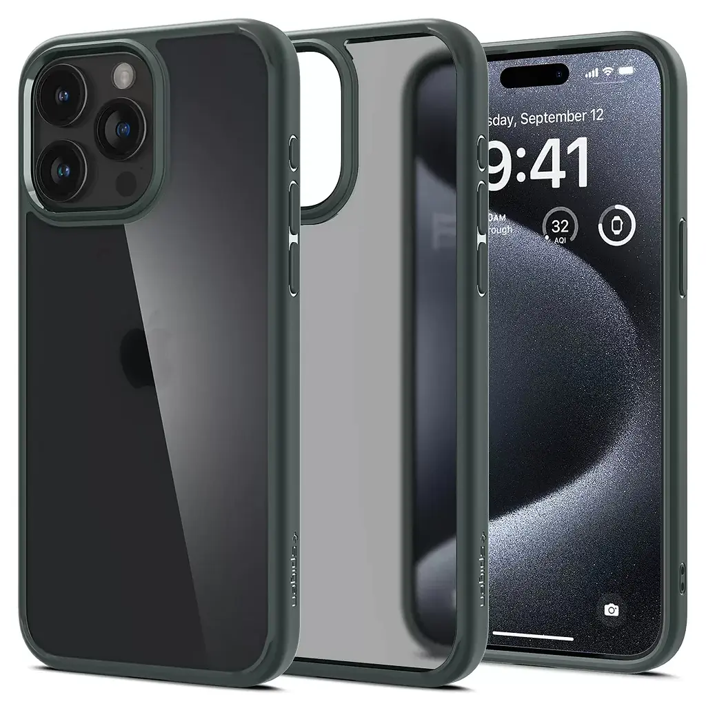 Прозорий чохол для iPhone 15 Pro Max (6.7") Spigen Ultra Hybrid Frost Green ACS06569 - фото 9