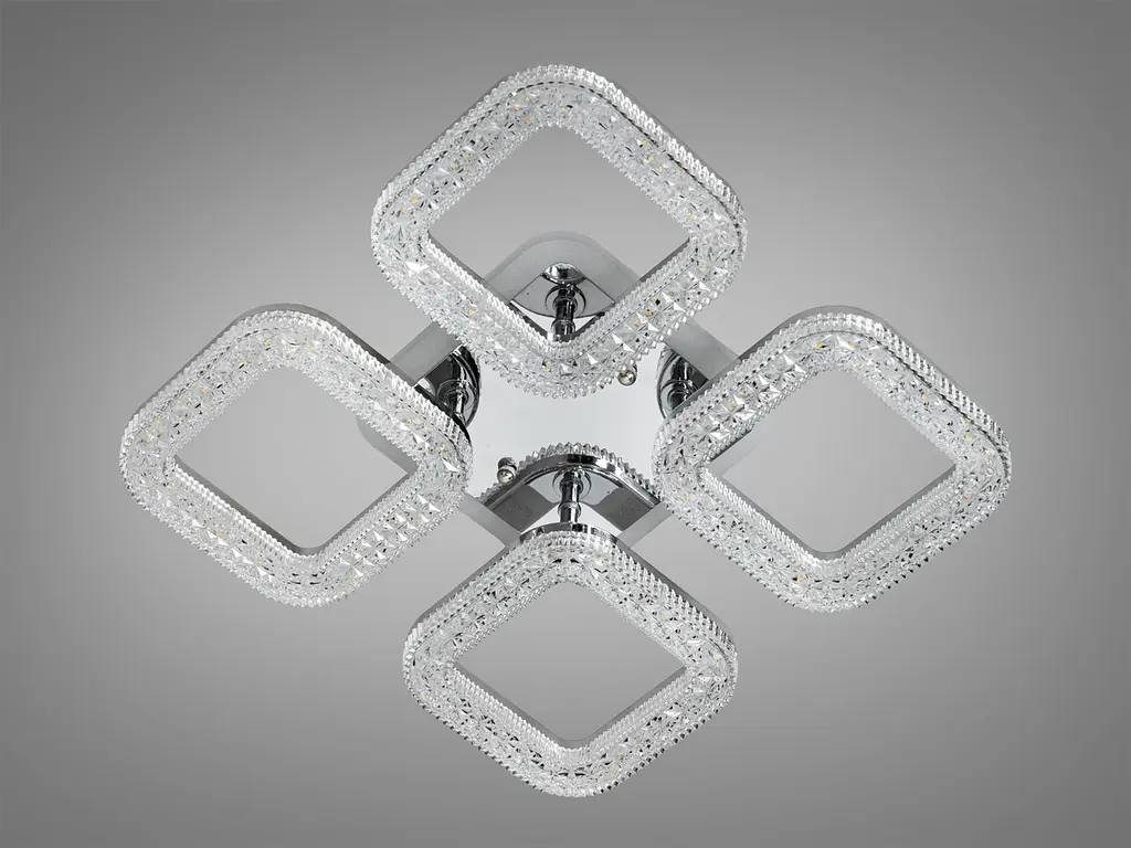 Люстра стельова LED Diasha S2205/4HR, 50W, 3200K-6000K, хром, сучасний стиль, з пультом, димер, акрил - фото 4