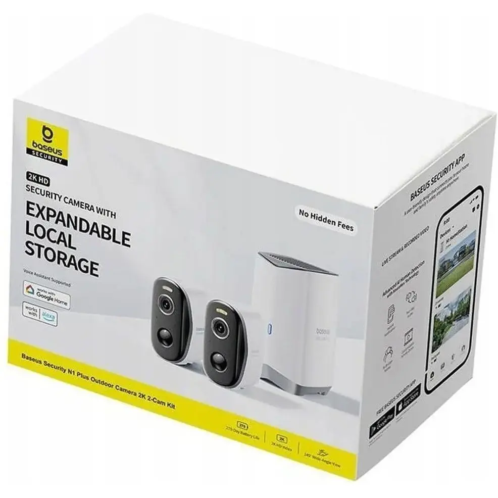 IP-камера відеоспостереження Baseus Security N1 Plus Outdoor Camera 2K 2-Cam Kit White EU - фото 2