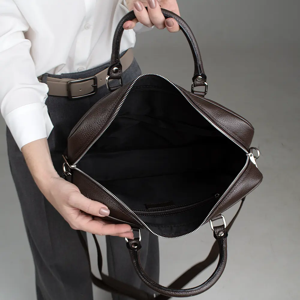 Сумка-портфель ноутбука для ноутбука и документов А4 кожаная Virginia Conti M01287_f  коричневая - фото 4