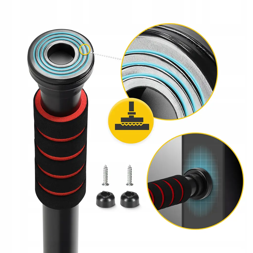Турнік розсувний 4FIZJO Basic 61.5-100 см Black/Red (P-5905973402712) - фото 6