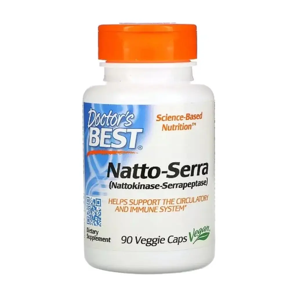 Пробіотики Doctor's Best Наттокіназа і Серрапептаза, Natto-Serra, 90 вегетаріанських (DRB-00294)