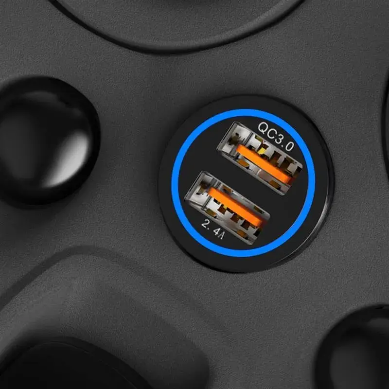 Автомобільний зарядний пристрій SkyDolphin SZ15 Aluminium QC3.0 (2USB, 2.4A) Black (AZP-000087) - фото 3