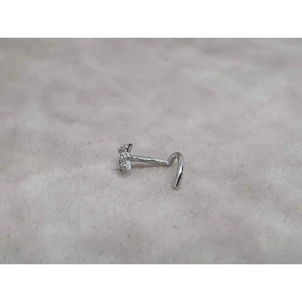 Золотая серьга-пирсинг Астор в нос с фианитами. 2182443Б - фото 3