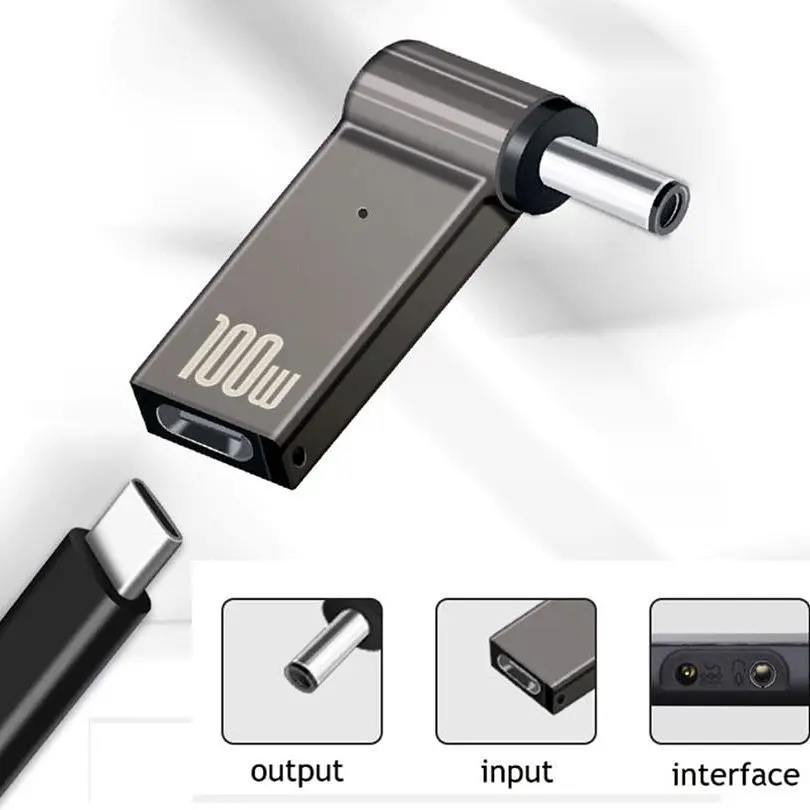 Перехідник STLab USB-C Female to DC Male Jack 5.5x2.5mm PD 100W Black [152525] - фото 2