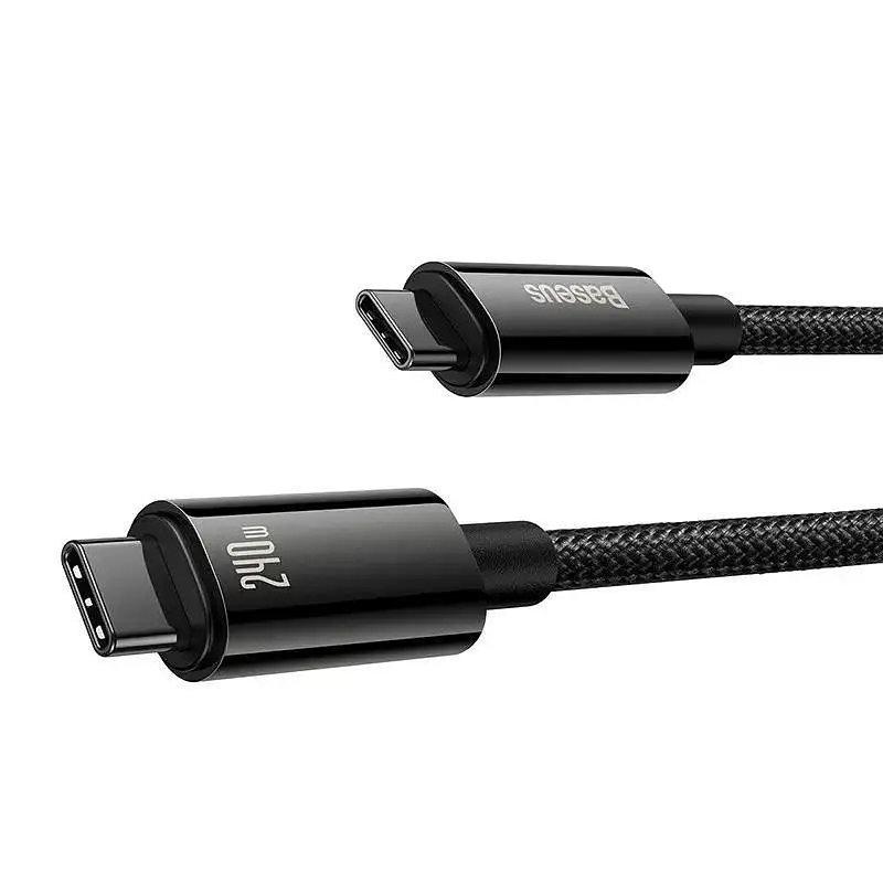 Кабель Baseus USB Type-C to USB Type-C Tungsten Gold Power Delivery 240Вт 1м Black (CAWJ040001) - фото 2