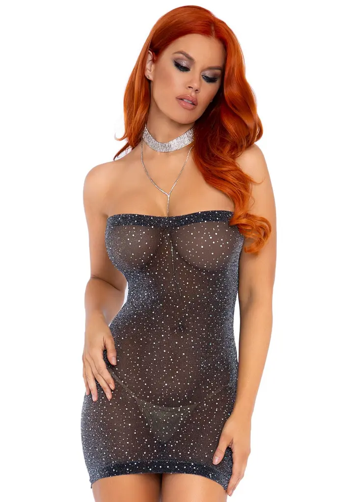 Сукня-бандо зі стразами Leg Avenue Lurex rhinestone tube dress, з люрексом, one size - фото 3