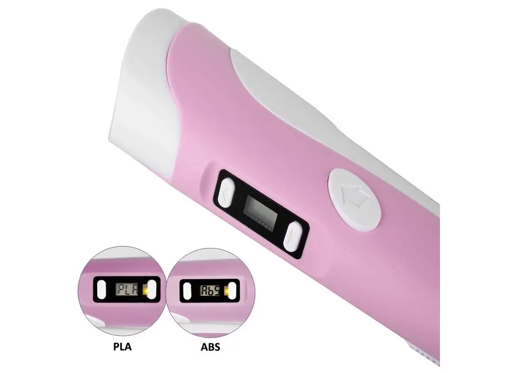3D ручка з LCD дисплеєм та еко пластиком принтер для дитячої творчості 3Д малювання ABS та PLA пластик Pen 2 рожева - фото 4