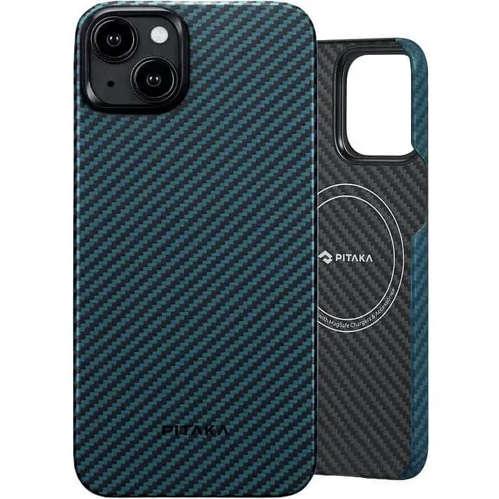 Чехол-накладка Pitaka MagEZ Case 4 Twill 1500D Black/Blue для iPhone 15 (KI1508) - фото 7
