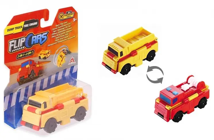 Машинка-трансформер Flip Cars 2 в 1 Самоскид і Пожежний автомобіль 8 см (EU463875-07) - фото 3