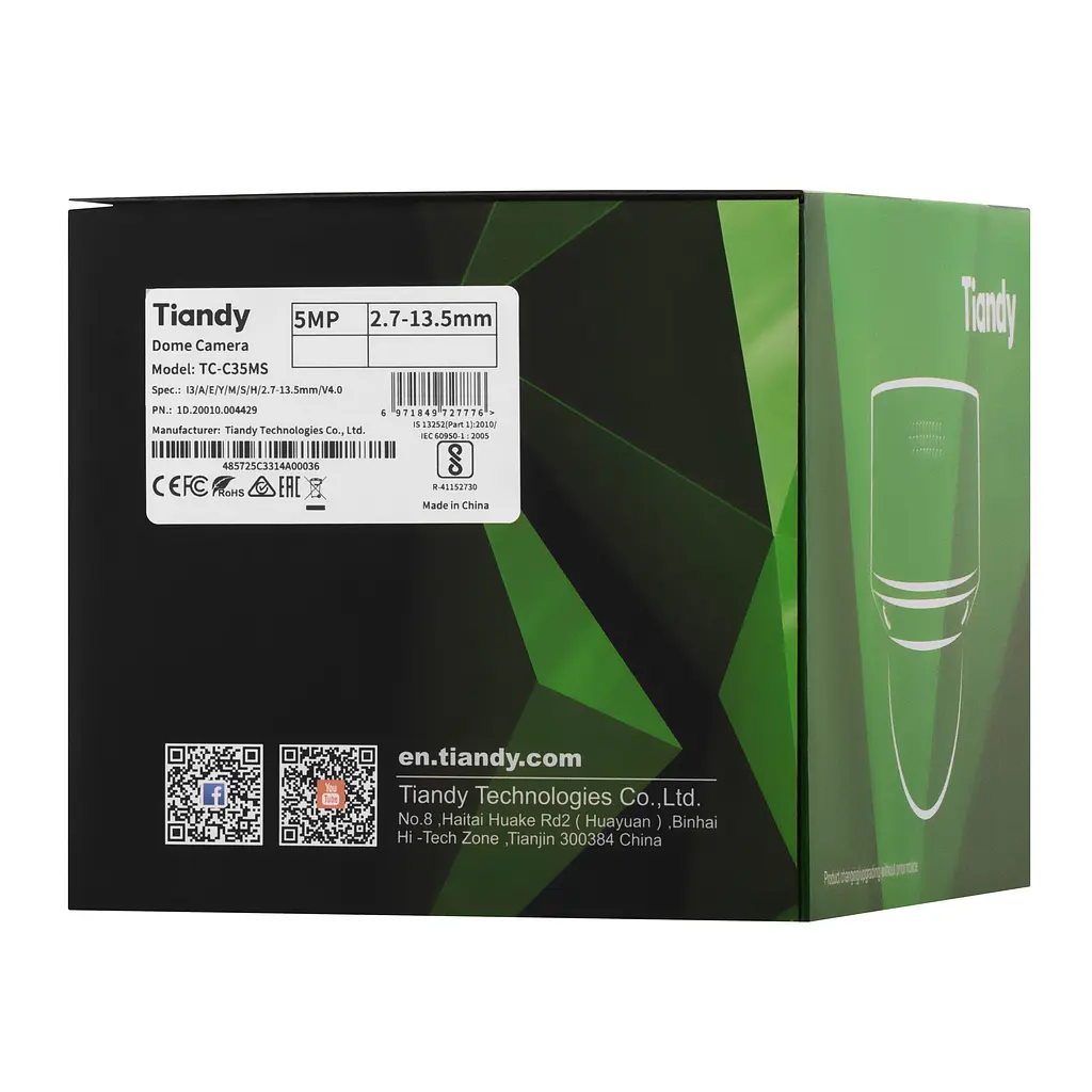 IP-камера TC-C35MS Spec:I3/A/E/Y/M/S/H/2.7-13.5mm/V4.0, 5MP, Starlight Dome, 2.7-13.5mm AVF, Tiandy teh0016019 - фото 4