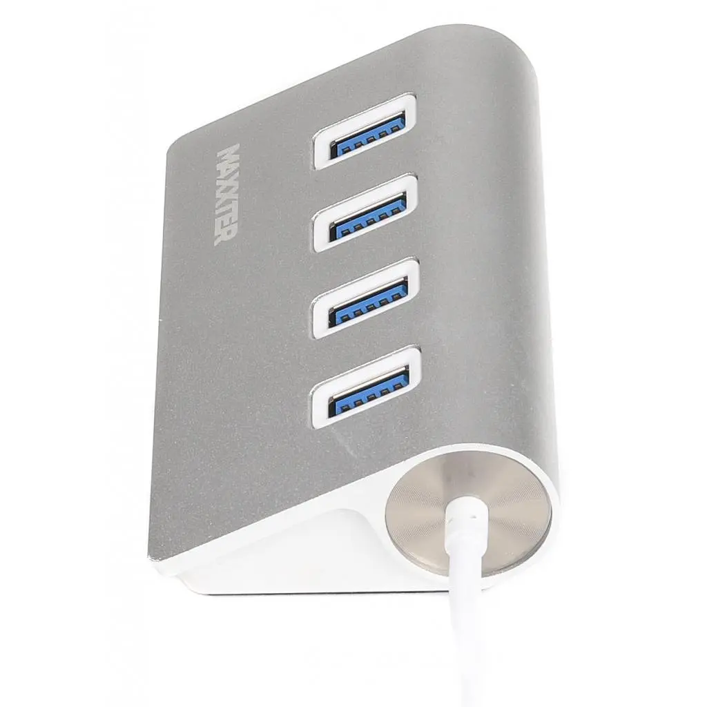 Концентратор Maxxter USB 3.0 Type-A 4 ports silver (HU3A-4P-01) - фото 3