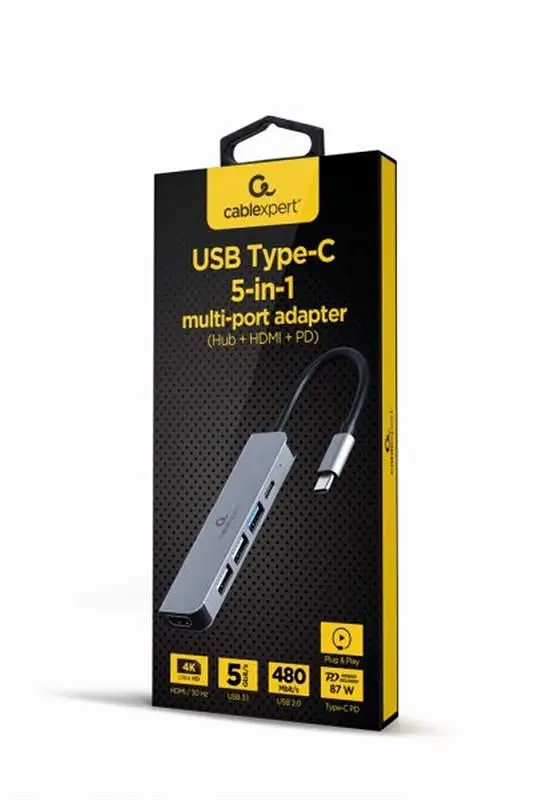 Док-станция Cablexpert USB-C 5 в 1 USB/HDMI/PD (A-CM-COMBO5-03) - фото 2