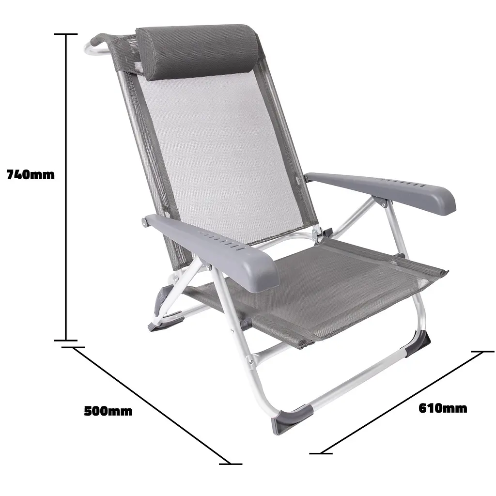 Крісло розкладне Bo-Camp Saint-Tropez Grey (1204796)