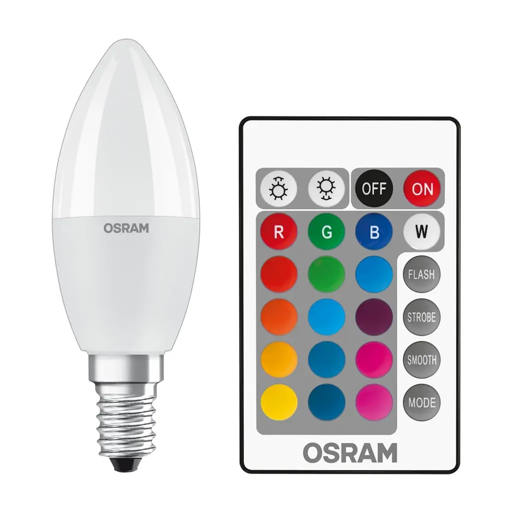 Лампочка Osram LED В40 4.5W 470Lm 2700К+RGB E14 пульт ДУ (4058075430853) - фото 2