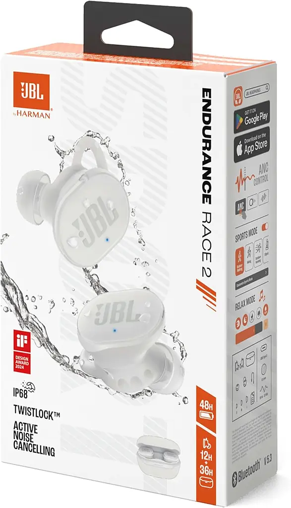 Bluetooth-гарнітура JBL Endurance Race 2 White (JBLENDURACE2WHT) - фото 5