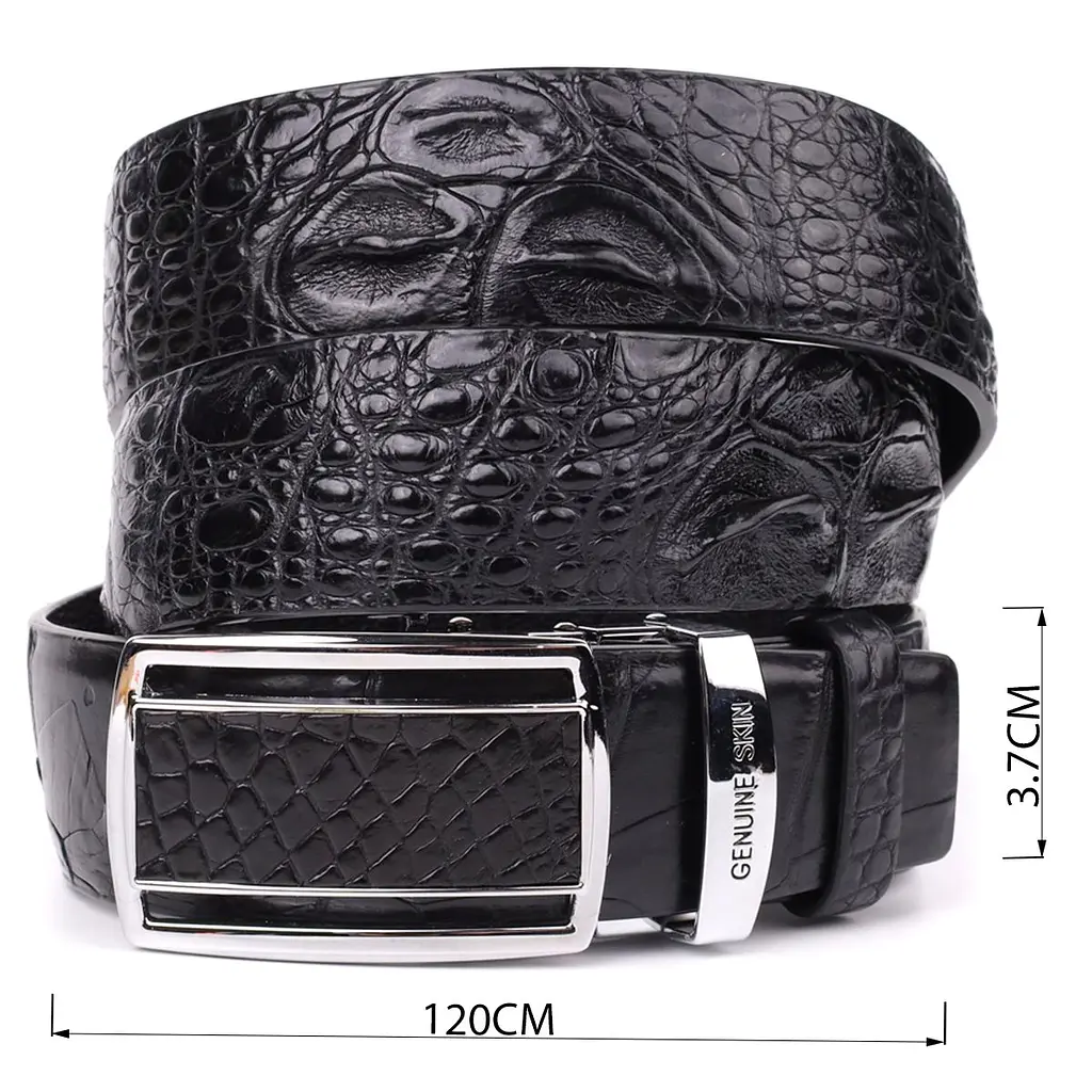 Ремінь-автомат з натуральної шкіри крокодила чорний CROCODILE LEATHER 18239 100 см - фото 5
